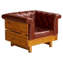 Ekornes Fabrikker, Loungesessel, Kiefernholz, Leder, Norwegen, 1970er Jahre