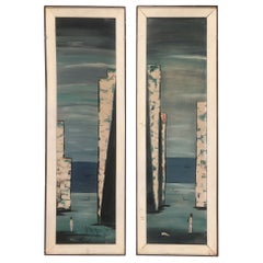 Pair of Modern Expressionist Sea Landsape by Carlo of Hollywood