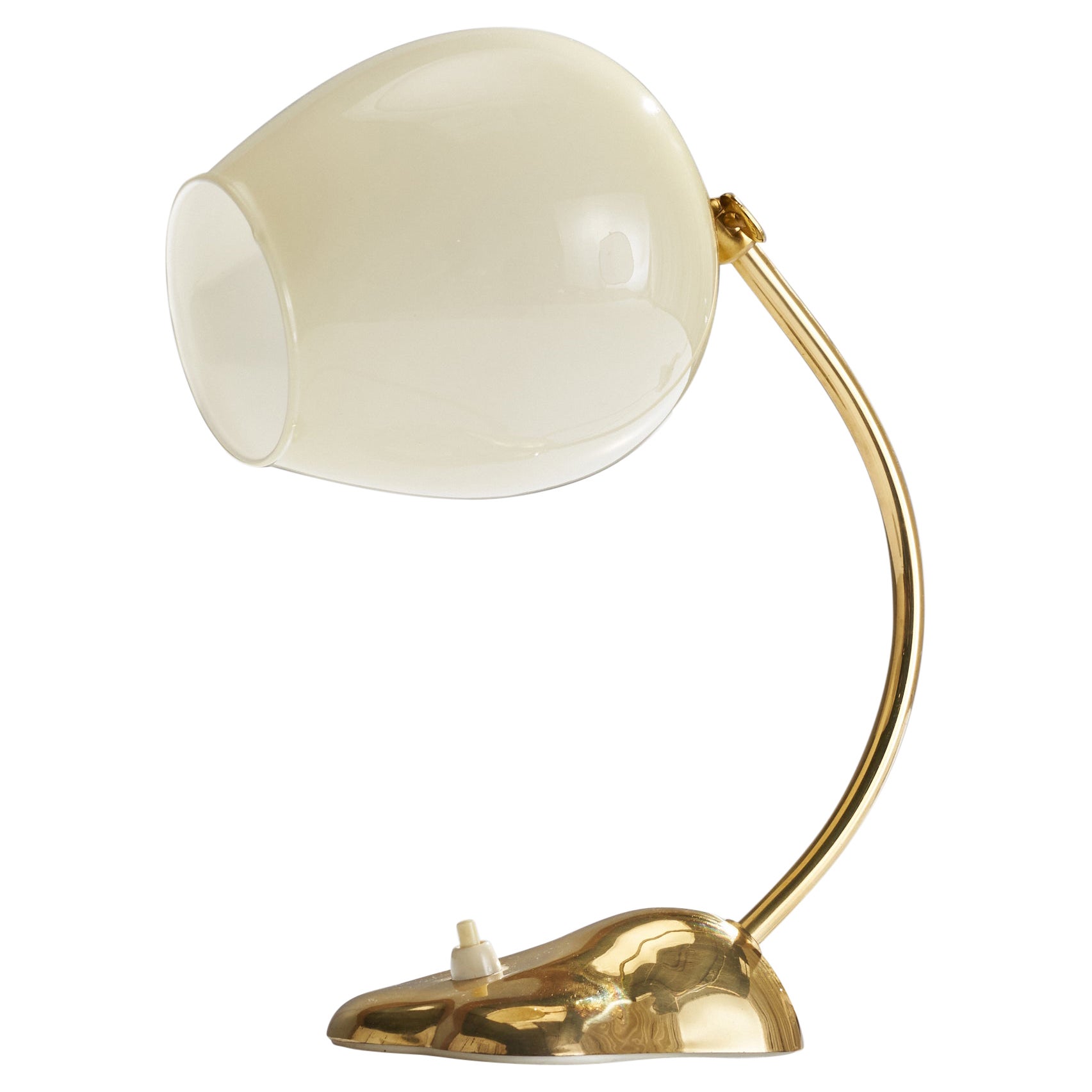 Valinte OY, Table Lamp, Brass, Glass, Finland, 1950s For Sale