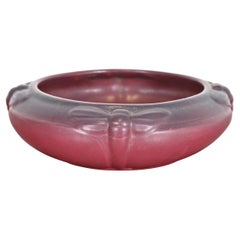 Van Briggle Antique Arts & Crafts Dragonfly Mulberry Glazed Ceramic Bowl