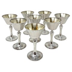 Set of 8 Antique 1920's American “Whiting” Hallmarked Sterling Silver Cordials.