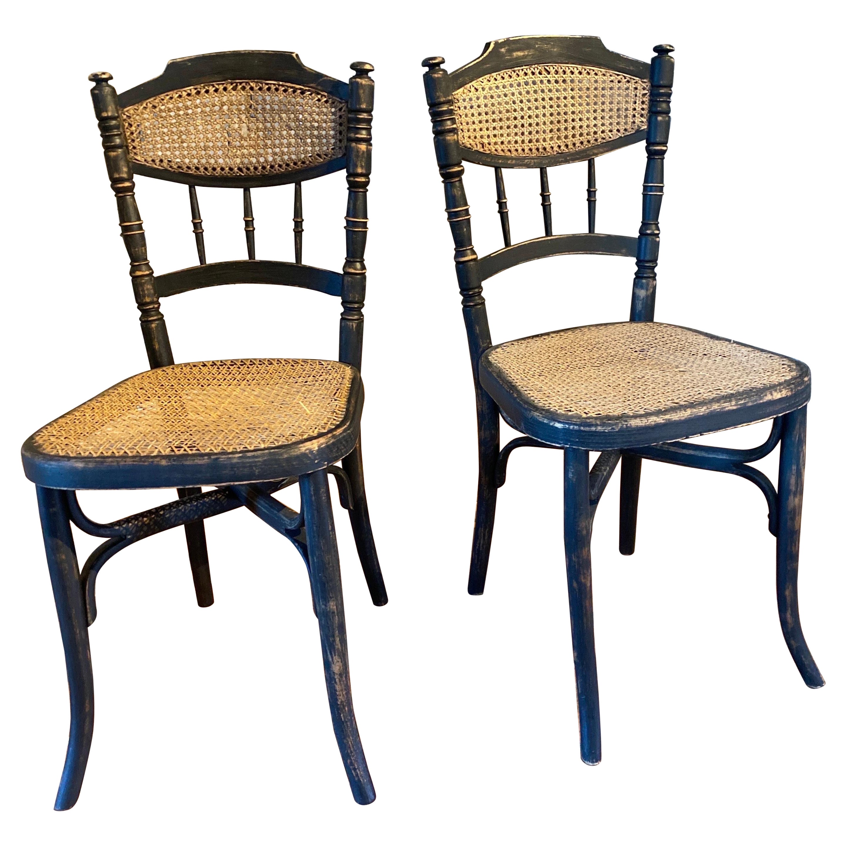 Pair of thonet style chairs year 1900 For Sale