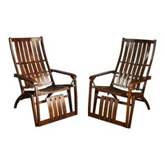 Retro Pair Of Thonet 1951 Siesta Lounge Deck Garden Chairs Medizinal Hans Luckhardt