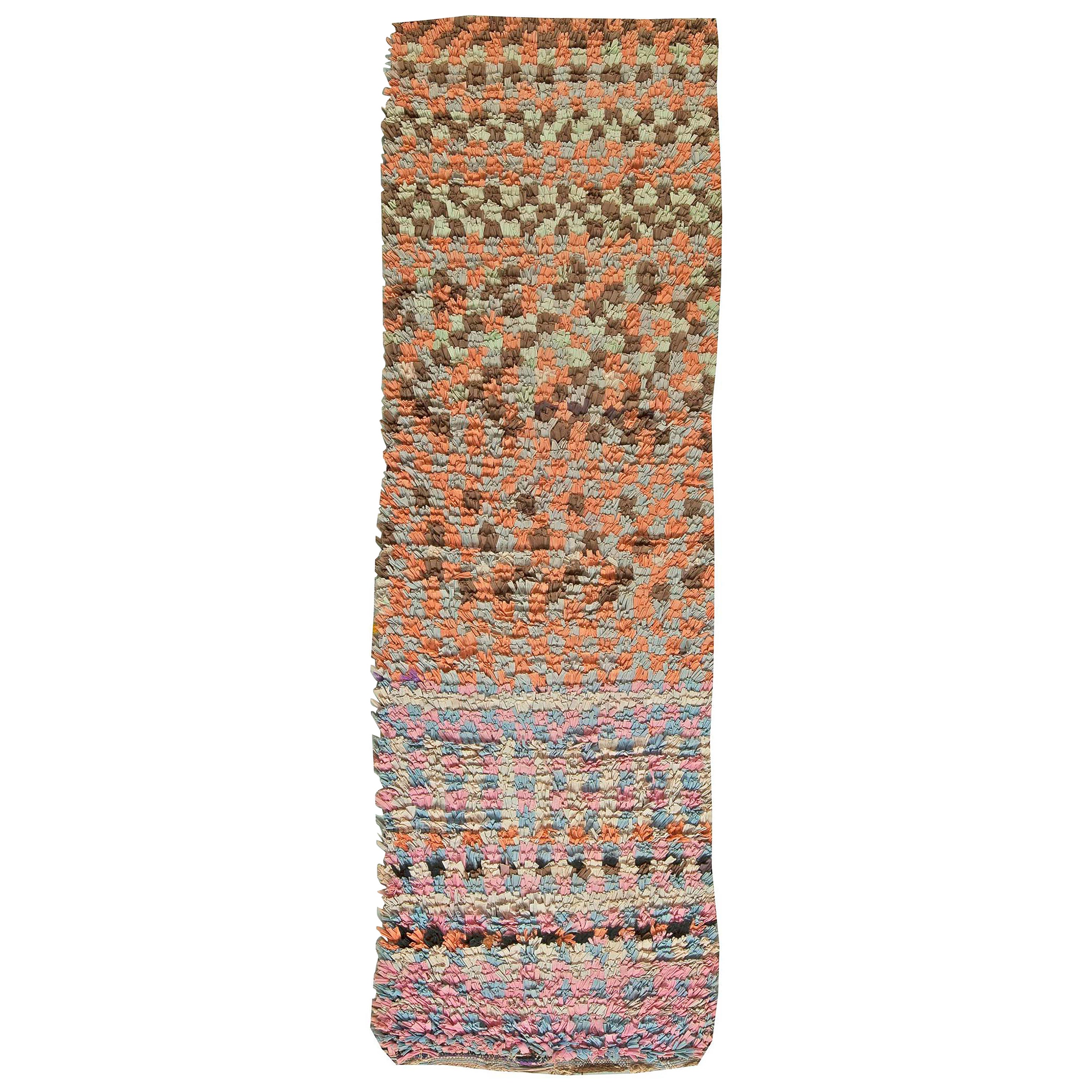 Vintage Colorful Moroccan Handmade Cotton Runner For Sale