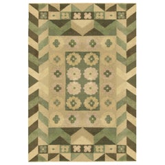 The Artful Design Green Tapis en laine fait main