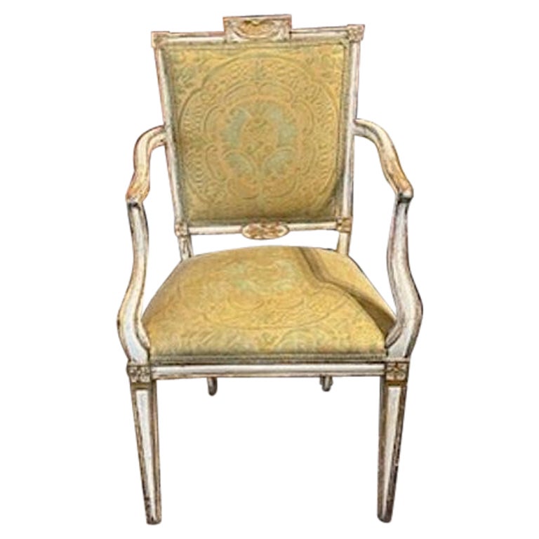 Neoklassischer geschnitzter und bemalter Stuhl aus dem 18. im Angebot