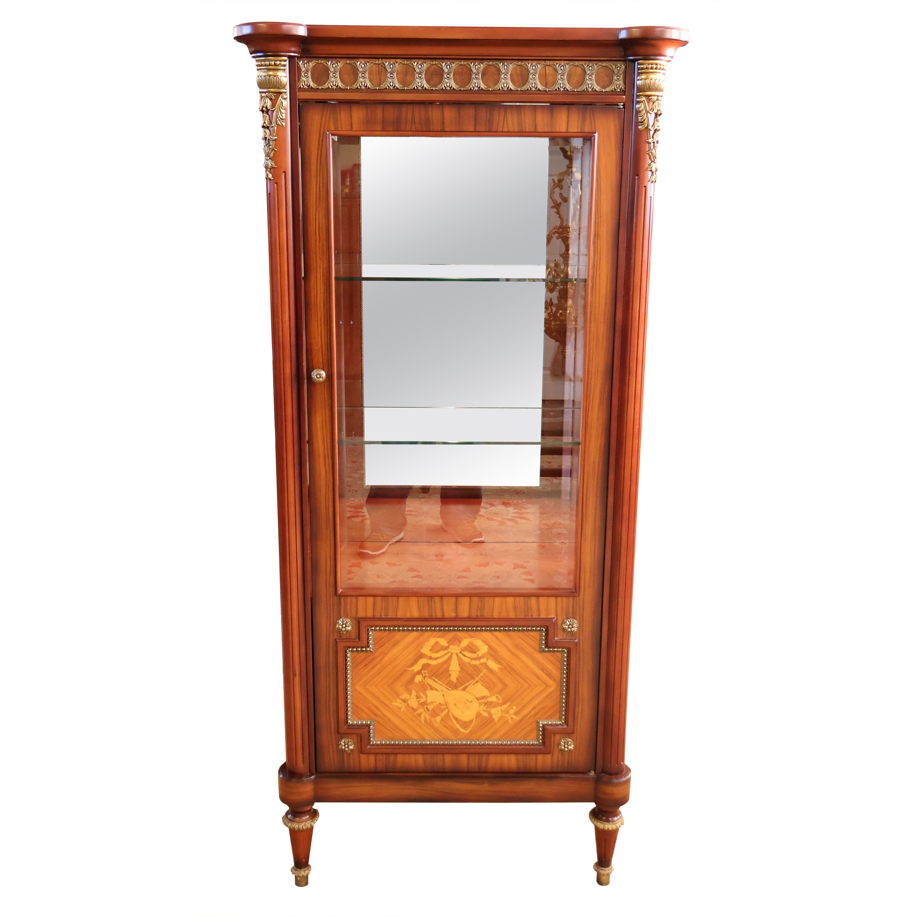 Louis XVI Style Rosewood Ormolu China Curio Cabinet Vitrine For Sale