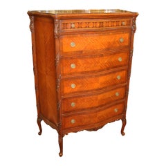 Fabulous French Louis XV Style Inlaid Kingwood High Chest Dresser