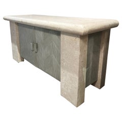 1980’s Travertine And Pencil Reed Sideboard
