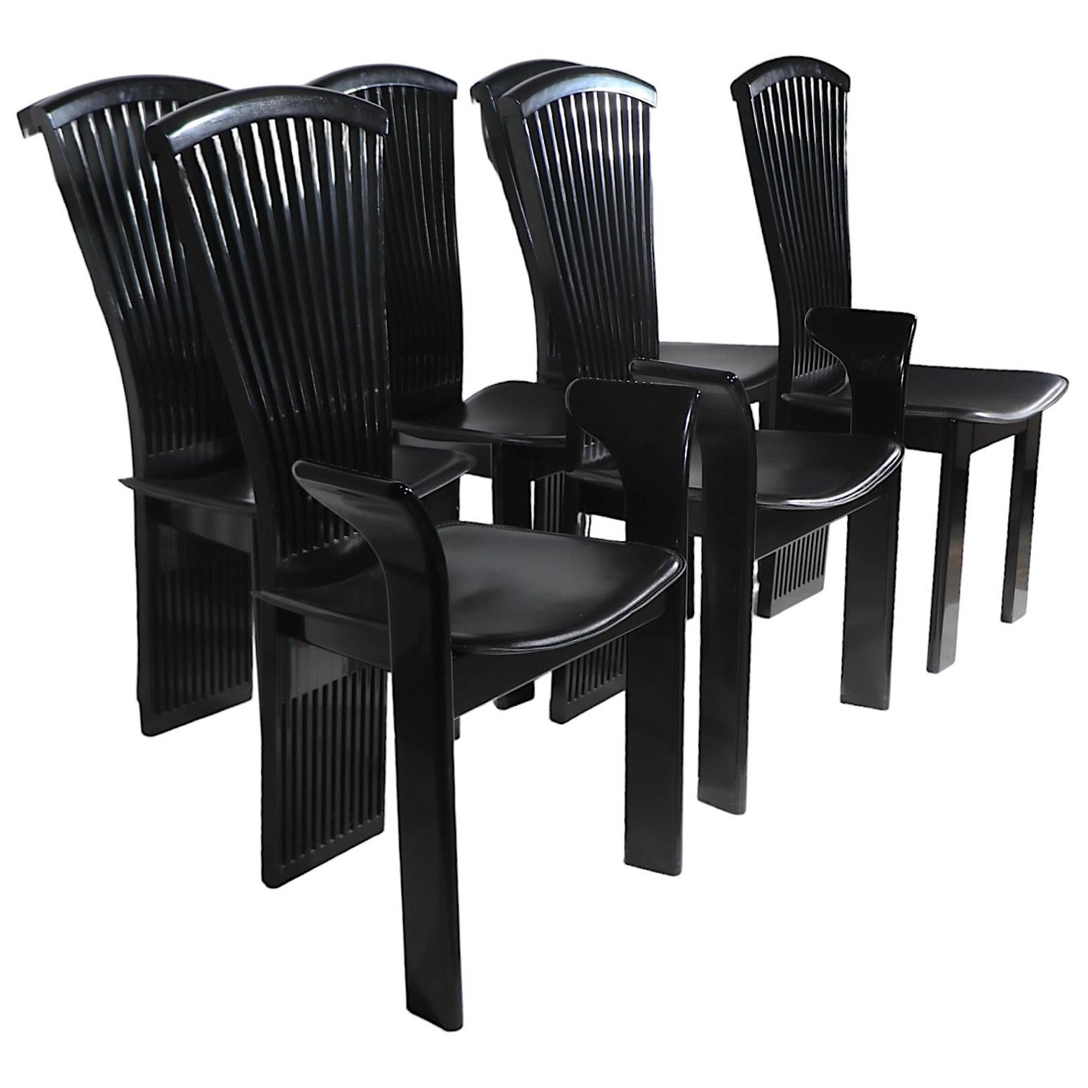 Set of Six Postmodern Costantini Ello Dining Chairs Made in Italy c 1970/80's For Sale