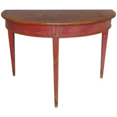 Painted Swedish Gustavian Demilune Table