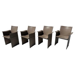Vintage Set of Four Matteo Grassi Leather Armchairs 