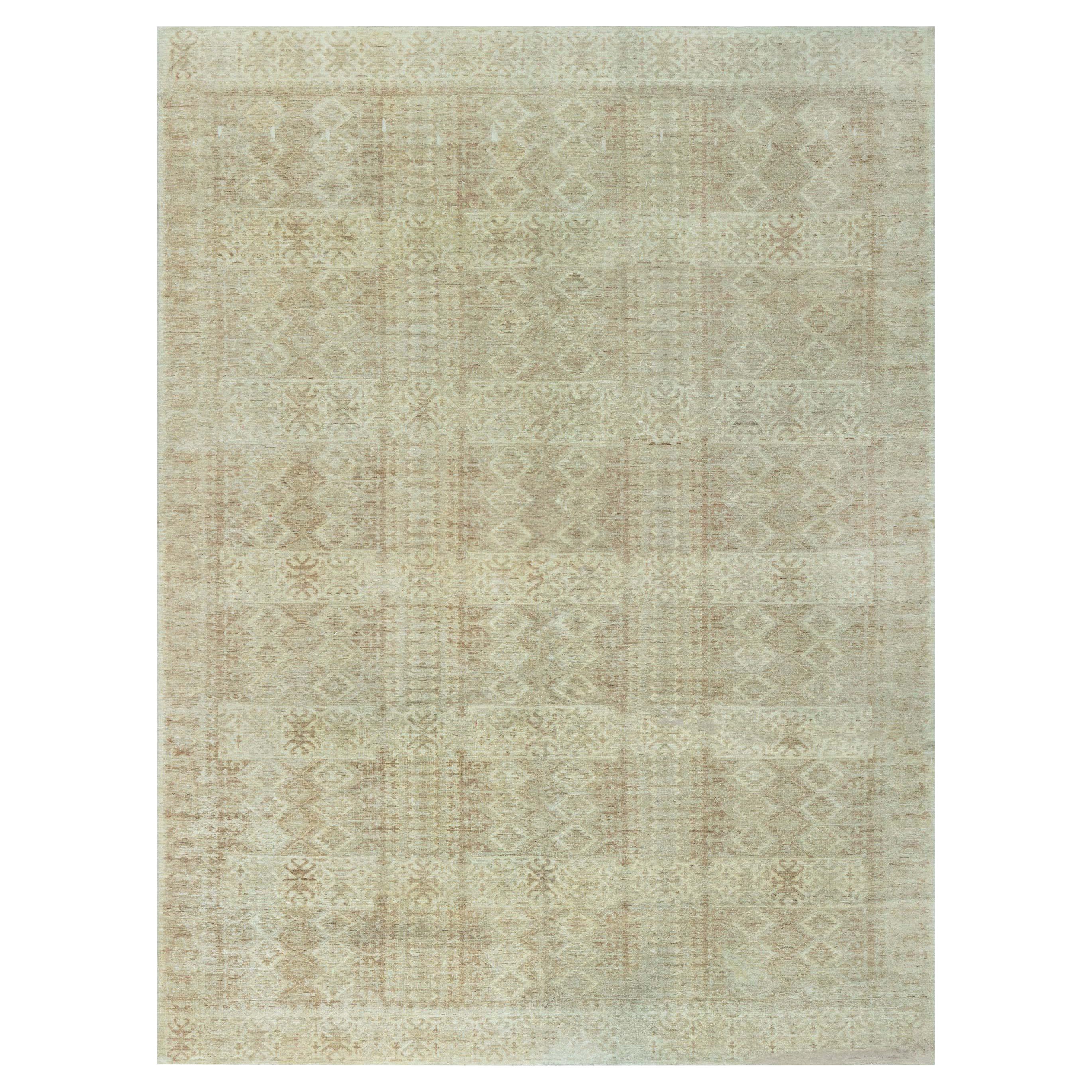 Moderner Samarkand Geometrischer handgefertigter Teppich von Doris Leslie Blau