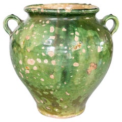 19th Century French Glazed Green Confit Pot