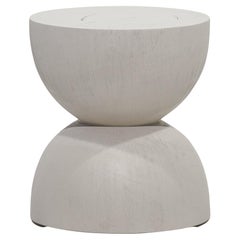 FLO stool, Rough Stone White Monkey Pod finishing