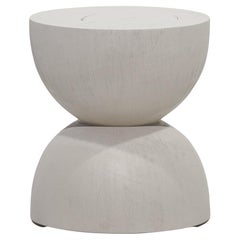 FLO stool, Stone White Monkey Pod finishing