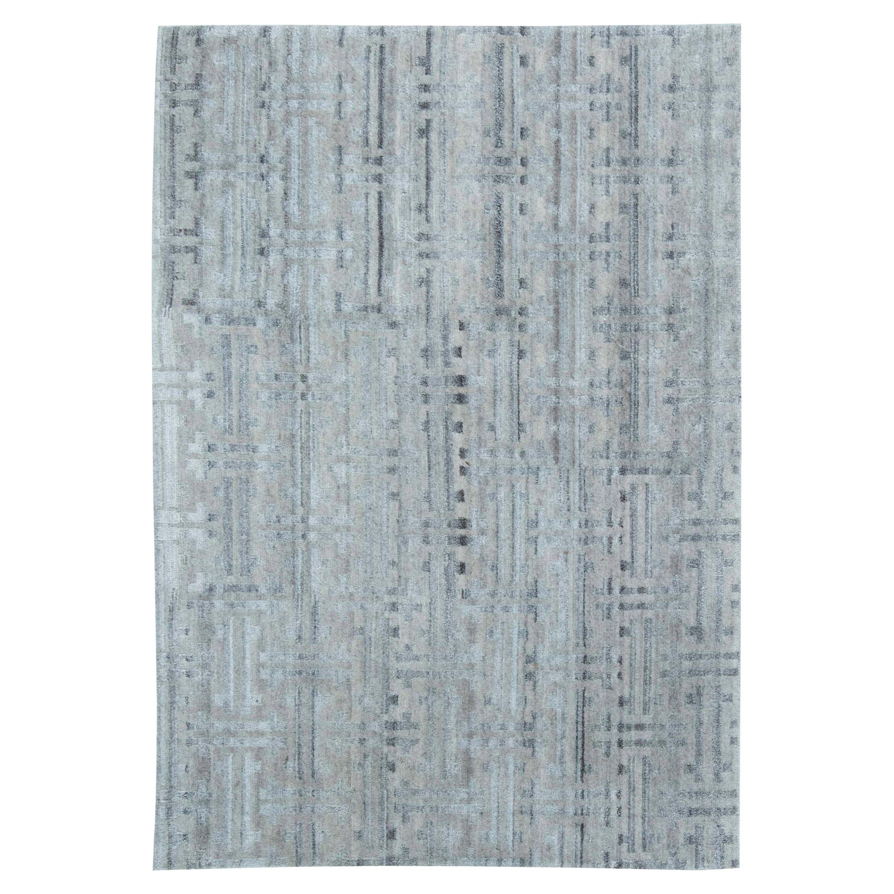 Contemporary Terra Blue Hand Knotted in Natural Wool Rug by Doris Leslie Blau