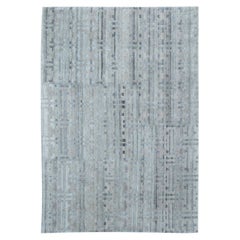 Zeitgenössischer Terrablauer handgeknüpfter Teppich aus natürlicher Wolle von Doris Leslie Blau