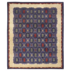 Französischer lila Art-Déco-Teppich von Paule Leleu, handgefertigt