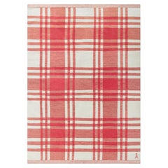 Used Midcentury Swedish Red Checkered Wool Rug