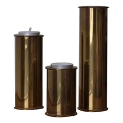 Used 3 Brutalist Brass Candle Holders from Staffan Englesson Ab Sweden, 1970s