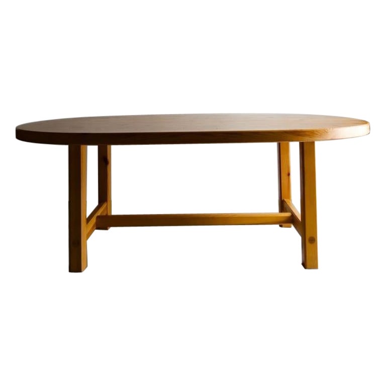 Roland Wilhelmsson Pine Oval Dining Table, 1970s For Sale