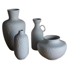 Set of 4 White Biscuit Porcelain Vases West Germany, 1960s