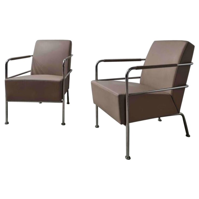 Ensemble de 2 fauteuils Cinema vintage en cuir nude par Gunilla Allard, années 1990 en vente