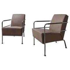 Set of 2 Vintage Nude Leather "Cinema" Easy Chairs by Gunilla Allard, 1990s