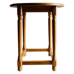 Light Oak Round Side Table with Baluster Legs, 1970s