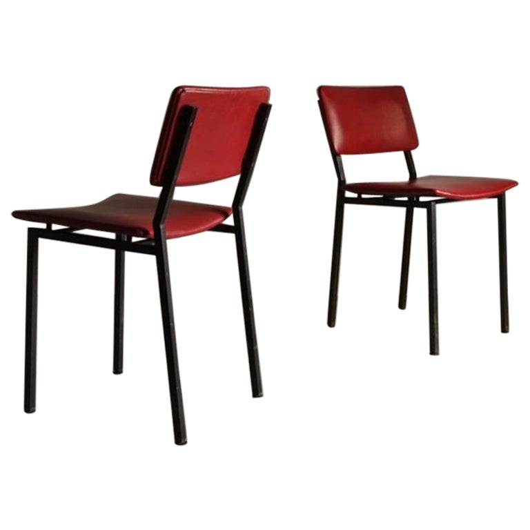 Ensemble de 2 chaises en métal noir par Gerrit Veenendaal pour Kembo, Pays-Bas années 1960 en vente