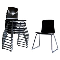 Set of 7 Pagholtz Tubular Steel Stackable Dining Chairs, West Germany 1960s