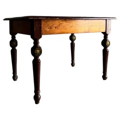 Rustic Hand-Painted Carved Dining Table, Belgium