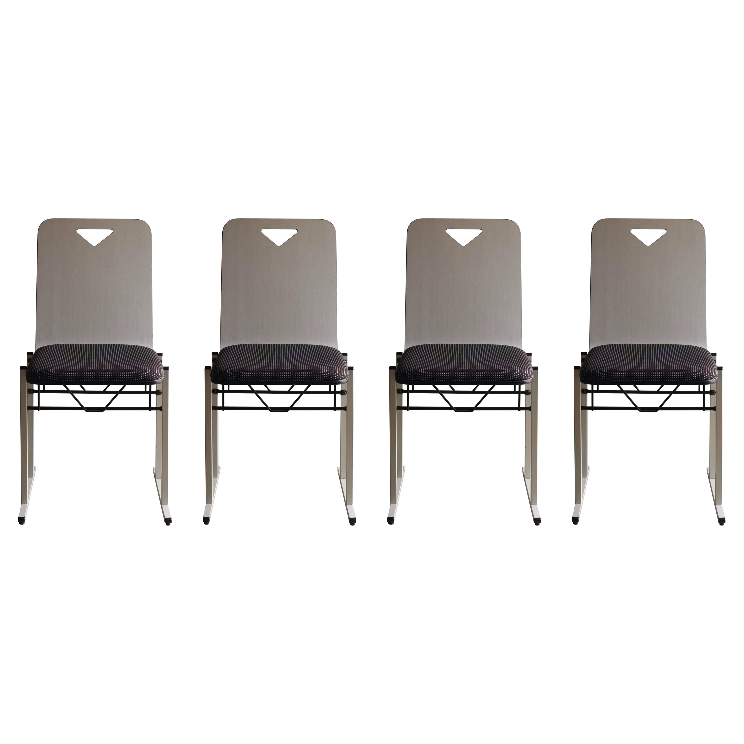 4 White Metal Chairs By Yrjö Kukkapuro For Avarte, Finland 1980s For Sale