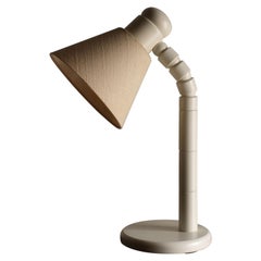 Used White Carved Wood Table Lamp, Sweden 1960s