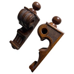 Used Carved Oak Curtain Rod Holder, Belgium