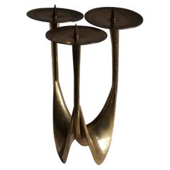 Brutalist Brass Candle Holder by Klaus Ullrich, Faber and Schumacher, 1950s