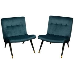 Milo Baughman Exceptional Scoop Lounge Chairs, Pair