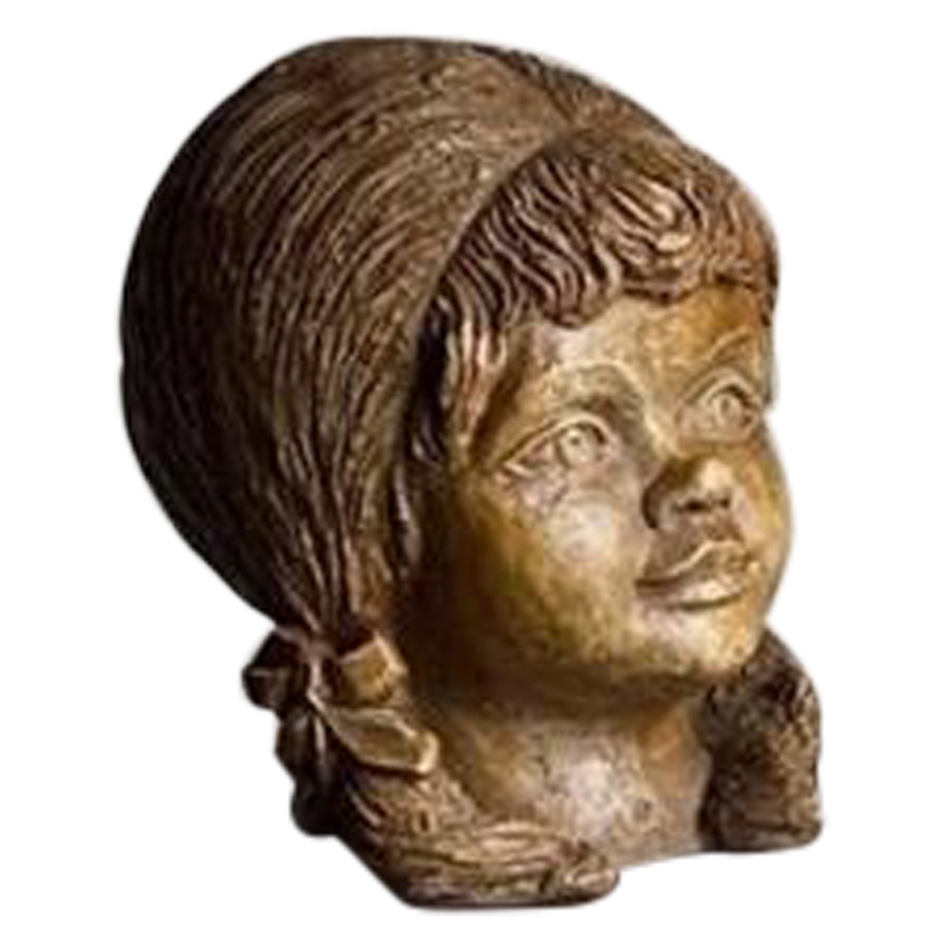 Stoneware Head of a Girl Sculpture Netherlands, 1970s For Sale