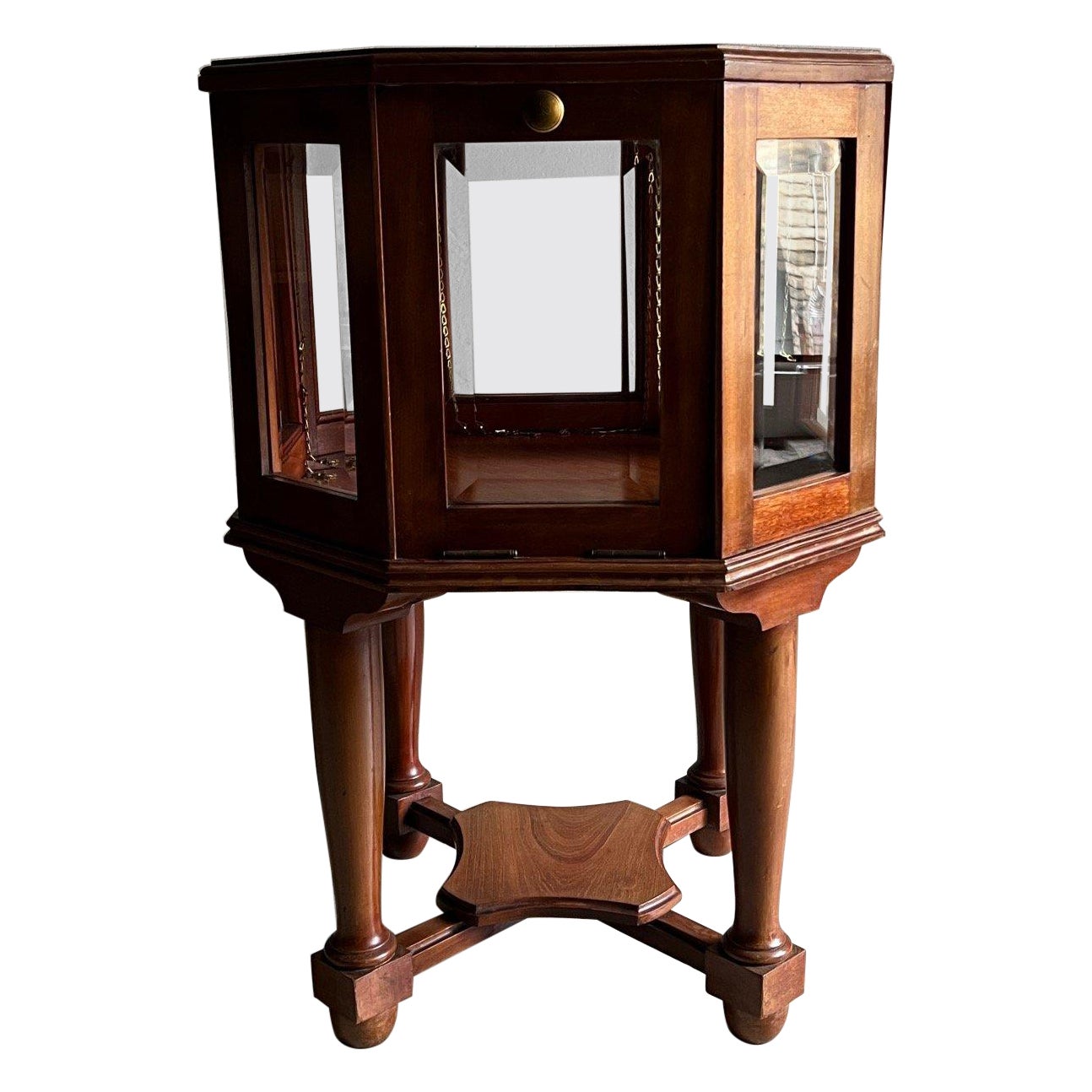 Cherry Wood Vitrine Side Table, France 1920s