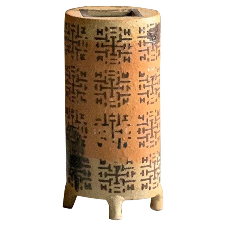 Large Wabi Sabi Stoneware Vase For Sale