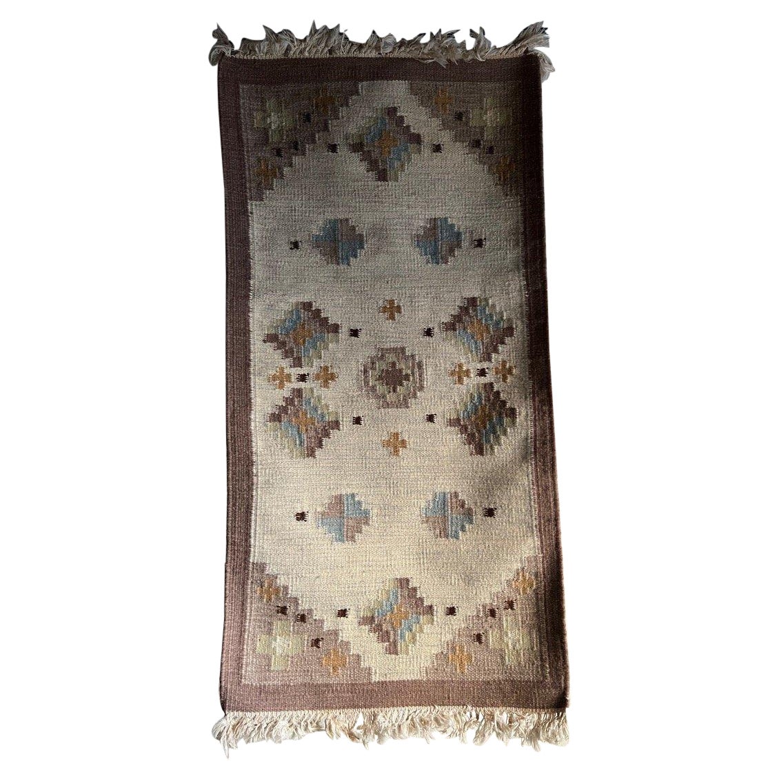 Flachgewebter Rollakan-Teppich aus der Mitte des Jahrhunderts, Schweden im Angebot