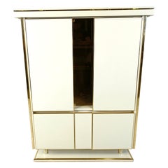 Armoire de bar laquée blanche, années 1970