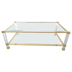Retro Brass and lucite coffee table, 1970s