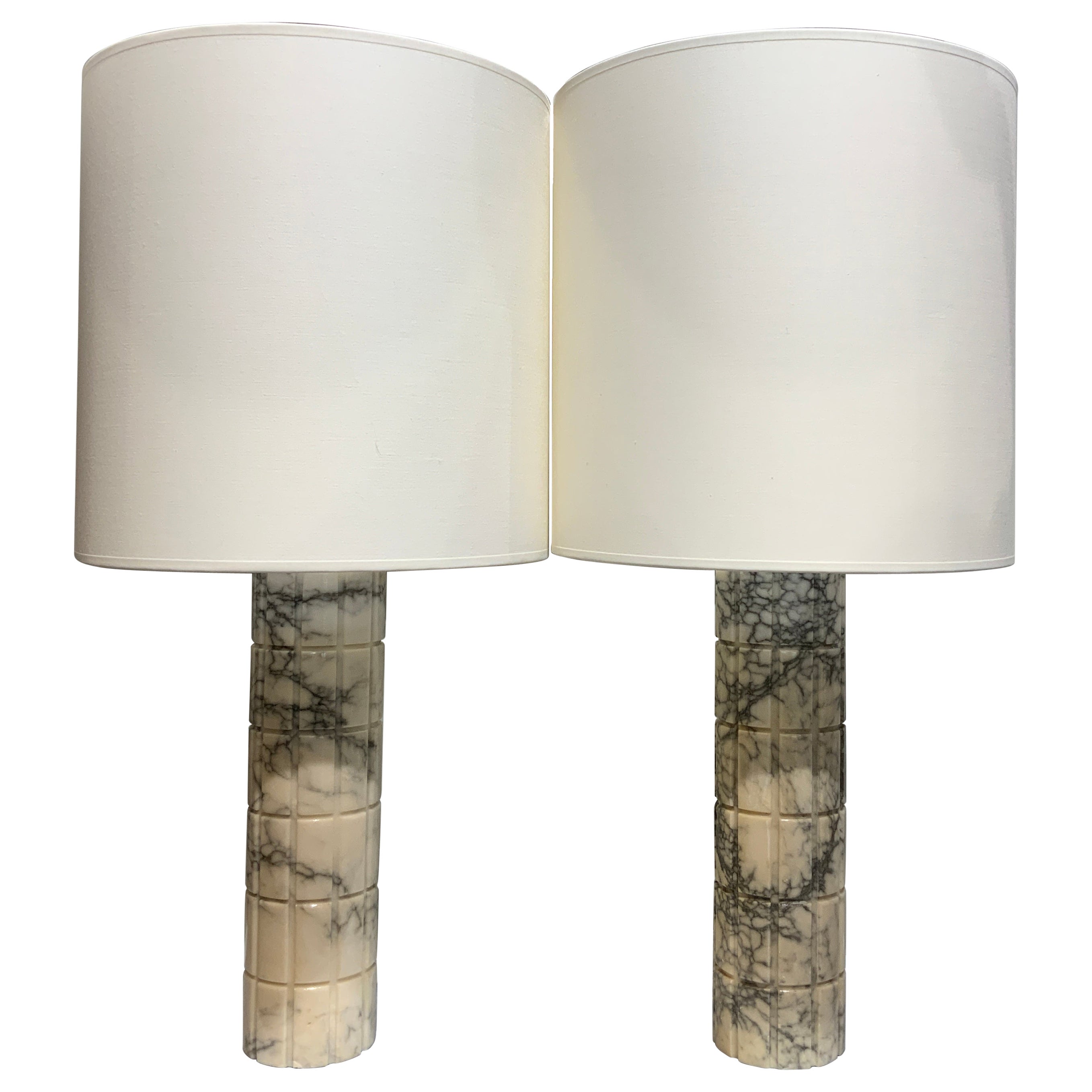 Pair of marble tables lamps Bergboms Sweden circa 1970