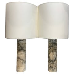 Retro Pair of marble tables lamps Bergboms Sweden circa 1970