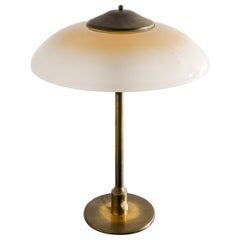 Vintage Danish Mid Century Table Desk Lamp in Brass & Glass by Fog & Mørup Denmark 1950s