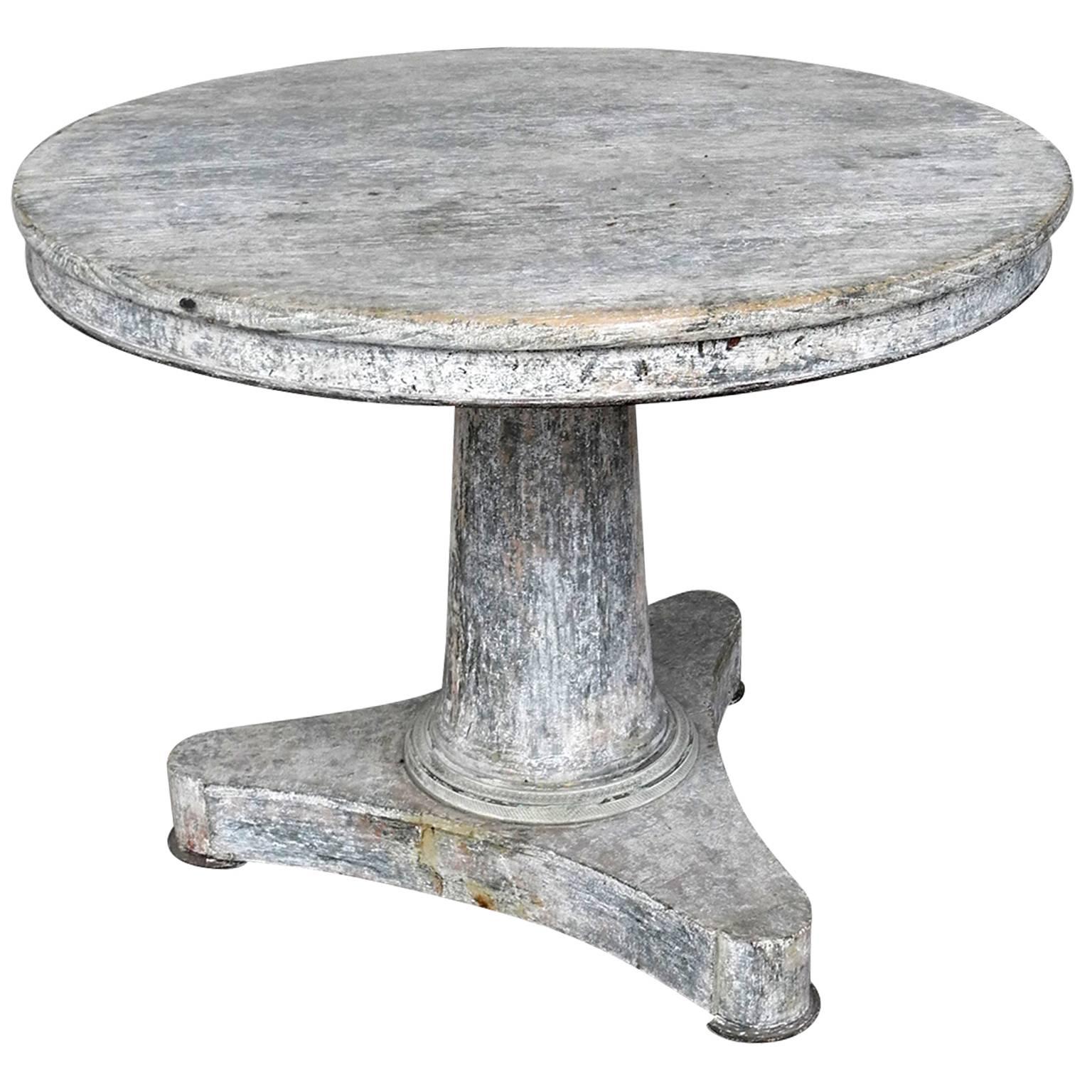 Antique 19th Century Round Swedish Table with White Bleached Finish  For Sale