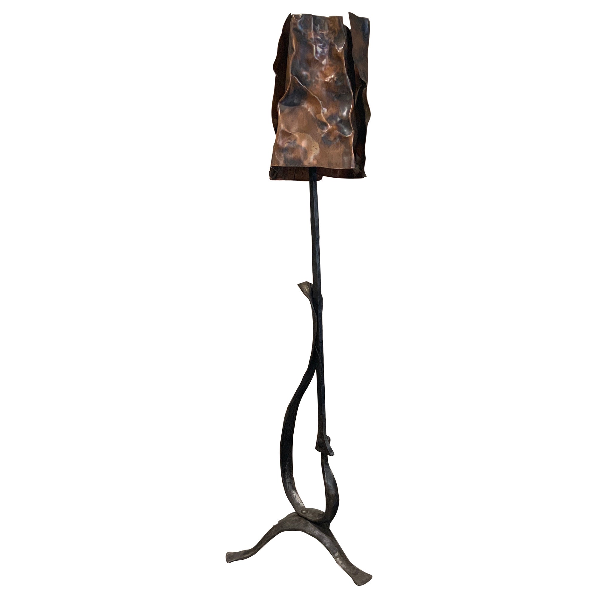 French wrought iron floor lamp circa 1970 For Sale