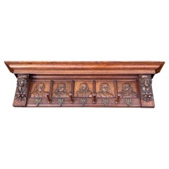 Antique Renaissance Wall Coat Rack Homage to Rembrandt & The Night Watch ca 1880